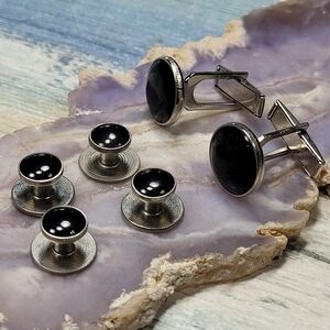 PIONEER Black and Silver Classic Cuff Links and buttons